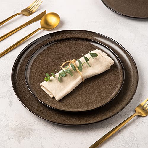 Ceramic Plate Set of 6 (8.5 Inch for 6 / Reactive-Chestnut)
