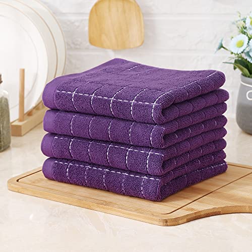 100% Cotton Terry Kitchen Towels (Purple / 13 X 28 - 4 Pack)