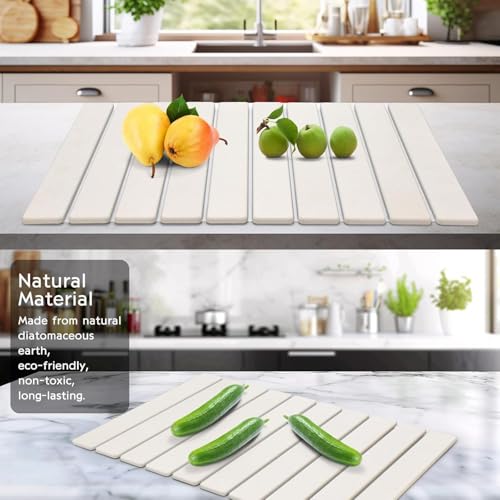 Large Stone Dish Drying Mat for Kitchen Counter (24" x 16")