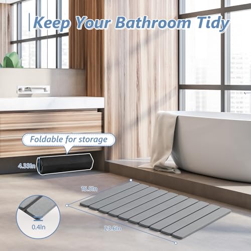 Foldable Stone Bath Mat (Grey / 23.6" x 15.5")