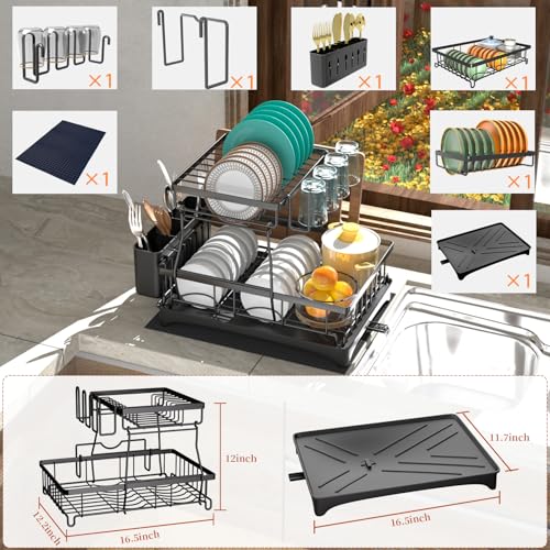 2 Tier Dish Drying Rack (Black)