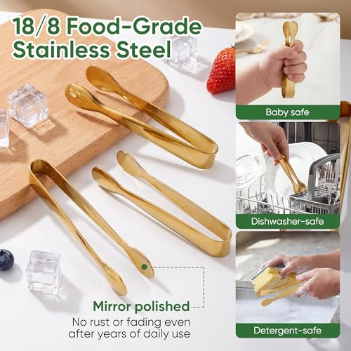 12 Pcs Gold Serving Tongs (Golden / 4.5 inch)