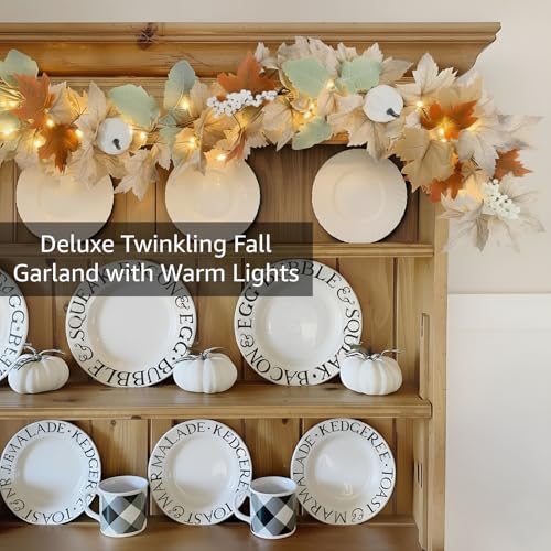 Neutral Fall Garland for Mantle Fireplace (9FT)