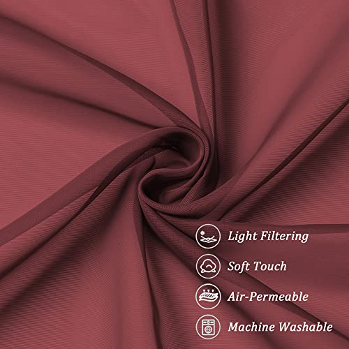 Sheer Curtains 63 Inch Length 2 Panels (Burgundy / 42"W x 63"L (Pack of 2))