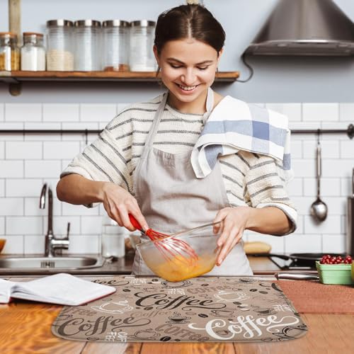 Absorbent Dish Drying Mat for Kitchen 18" x 24" (18" x 24" / Coffee 5)