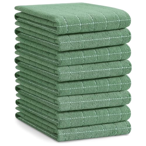 100% Cotton Terry Kitchen Towels (Grass Green / 20 X 28 - 8 Pack)