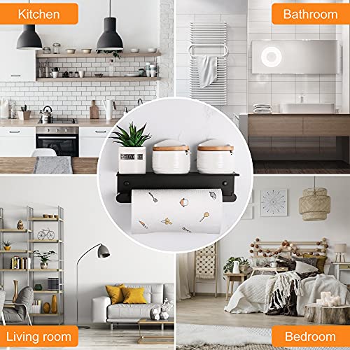 Wall Mount Paper Towel Holder with Shelf (Black)