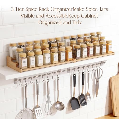 Spice Rack Organizer for Cabinet (Bamboo / L)