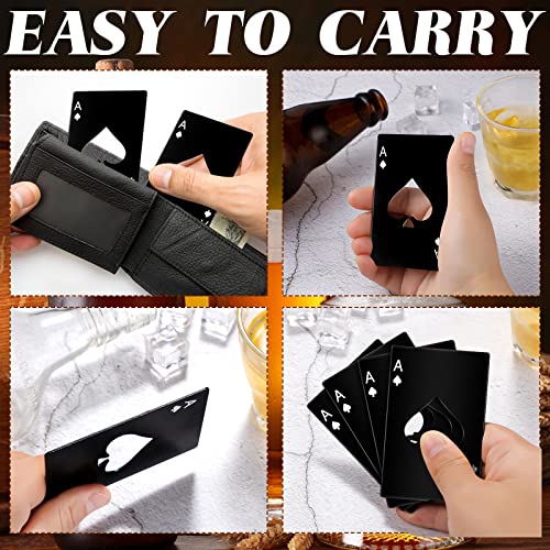 Poker Card Bottle Openers Stainless Steel Poker Card Beer Ace Bottle Cap Openers for Wedding Birthday Party Bridal Shower Table Tools Supplies (Black)