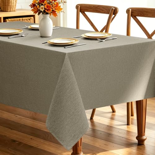 Faux Linen Tablecloth for Dining Room (Natural / 144" x 60" (Rectangular))