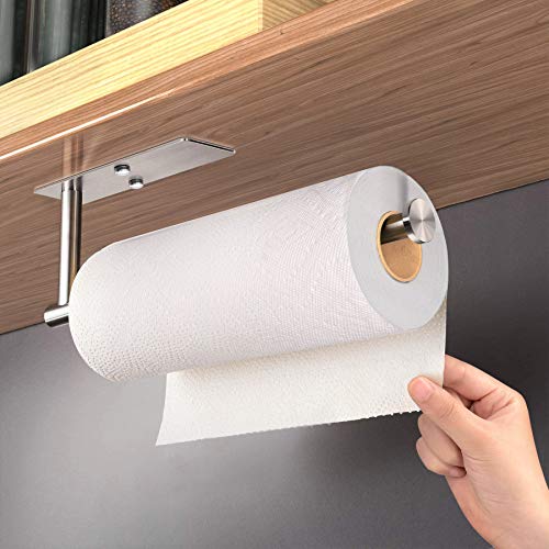 Self Adhesive Paper Towel Holder Under Cabinet Mount (Silver)