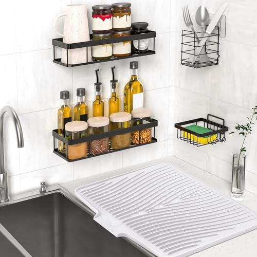 Silicone Dish Drying Mat for Kitchen Counter (White-2pcs / 20" x 15")