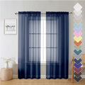 Navy Blue Sheer Curtains 72 Inches Long 2 Panels (Navy Blue / 40"W x 72"L (Pack of 2))
