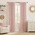 Pink 100%Blackout Linen Curtains for Girl's Room W52 x L96 (Pink / 52"W x 96"L (Pack of 2))