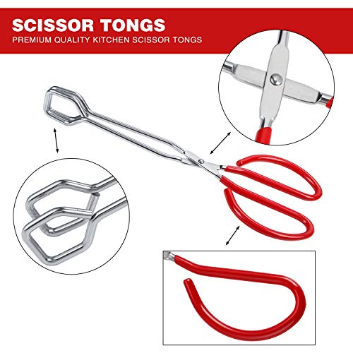 10 Inch Stainless Steel Scissor Tongs (red 10"+10")