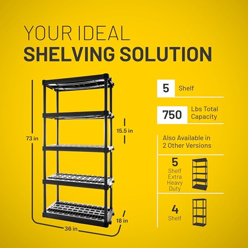 5 Shelf Plastic Storage Shelves (5-Shelf 750lb)