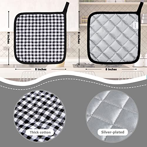 4 Pack Pot Holders for Kitchen Clearance (Black Buffalo Plaid / 4 pack)