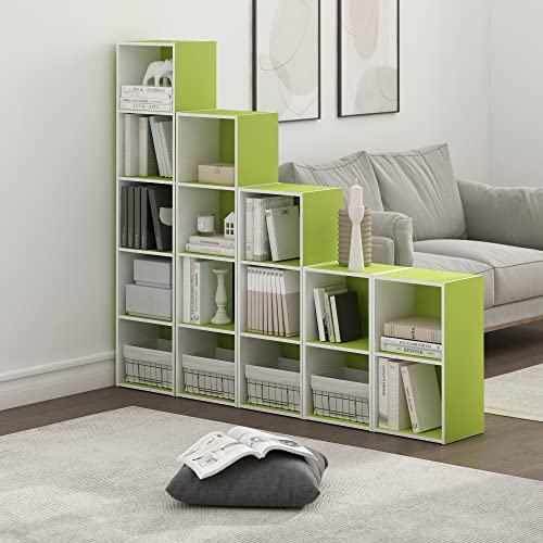 PASIR Book Shelf (White/Green / 4-Tier Cube)