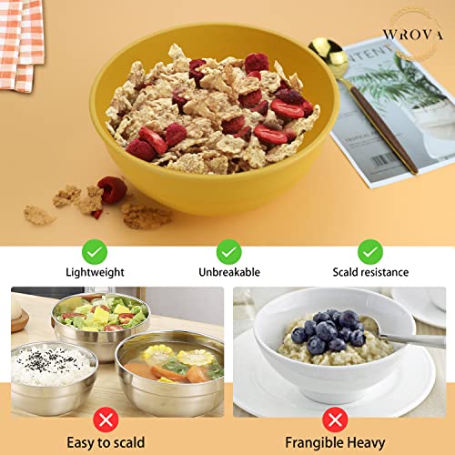 Wheat Straw Bowls Set 60 OZ Unbreakable Large Cereal Bowls Set of 6 Microwave and Dishwasher Safe Bowls Big Bowls for Apartment and Dorm BPA Free Soup Bowl for Serving Oatmeal and Salad Yellow (60 oz / Yellow)
