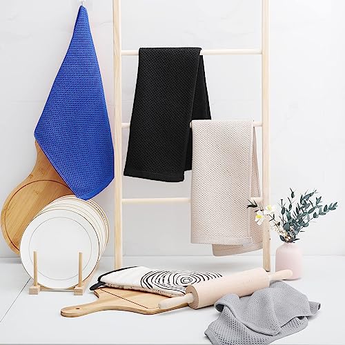 100% Cotton Waffle Weave Kitchen Dish Towels 6 (Blueberry / 13 X 28 - 6 Pack)