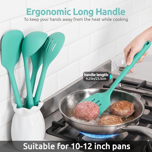 Silicone Kitchen Cooking Utensil Set of 5 ((1) Aqua Sky)