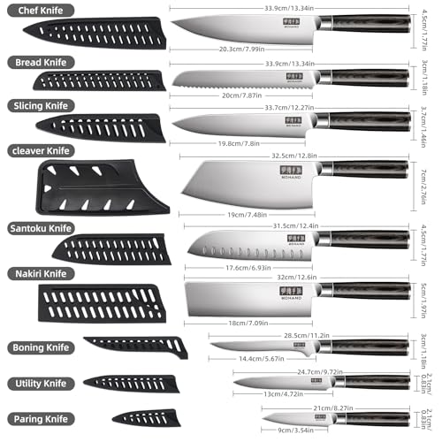 Chef Knife Set with Roll Bag (10PCS Chef Knife Set)