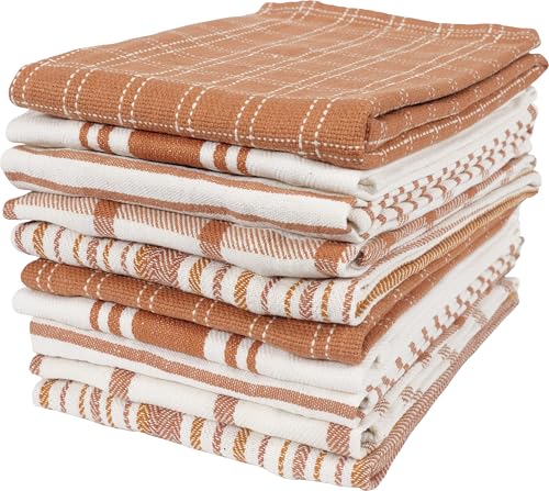Assorted Flat Kitchen Towels (Orange / 18 x 28 - 10 Pack)