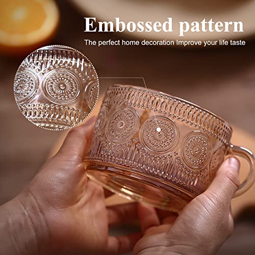 Amber Vintage Glass Coffee Mugs gifts for women (Amber 4 set)