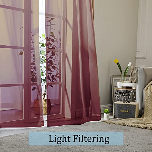 Sheer Curtains (Burgundy / 42"W x 84"L (Pack of 2))