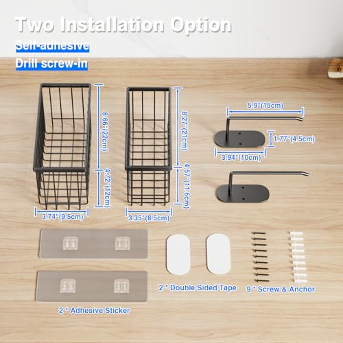 4 Pack Adhesive Cabinet Door Organizer (Black / 4 Pack)