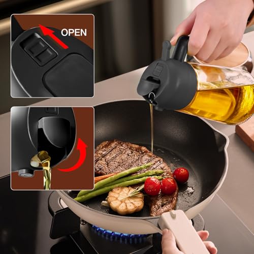 2Pcs 16oz 470ml 2 in 1 Oil Sprayer for Cooking with Stickers (15_2Pcs White&Black)
