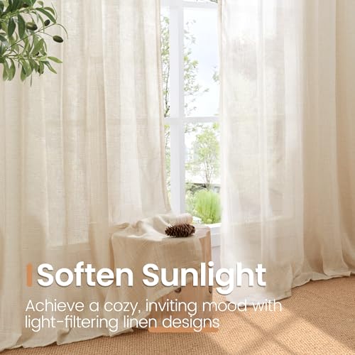 Natural Linen Curtains 78 Inches Long for Living Room (Natural / 52"W x 78"L (Pack of 2))