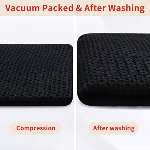 100% Cotton Waffle Weave Kitchen Dish Towels 8 (Black / 13 X 28 - 8 Pack)