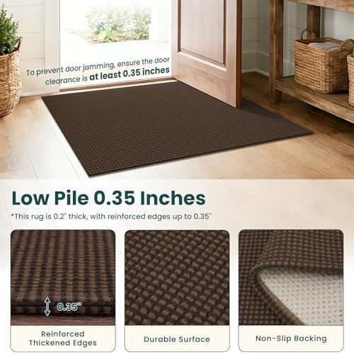 Washable 3x4 Entry Area Rug (Brown/Dark Brown / 3' x 4' (Rectangular))