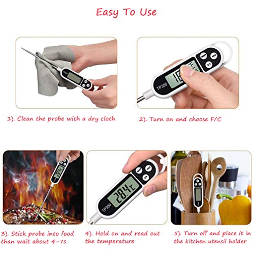 Digital Meat Food Thermometer for Cooking Kitchen BBQ (24.4 x 2.5 x 1.5 cm)