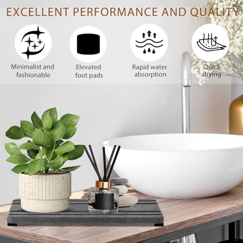 3PCS Water Absorbing Stone Tray (1pcs 21×10cm + 2pcs 10×10cm Dark Gray Stripe)
