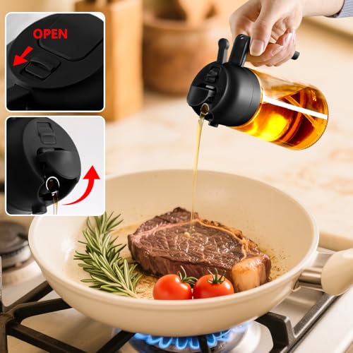 2PCS Oil Sprayer for Cooking 16oz (Black,White)