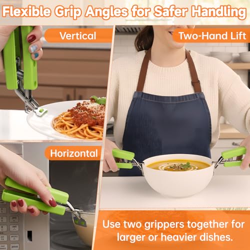 2 Pack Hot Plate Gripper Clips Holder Tongs for Moving Hot Plate Bowls Pizza Pan Air Fryer Microwave Oven with Food Out