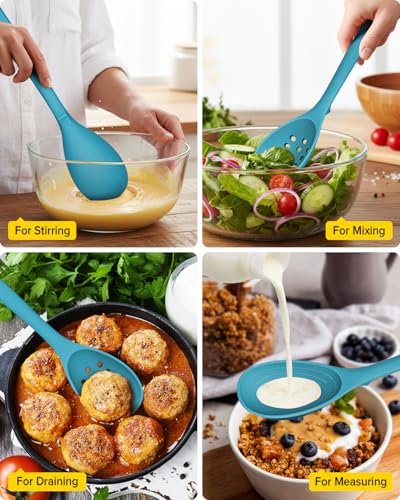 Pack of 2 Silicone Cooking Spoons (Blue)