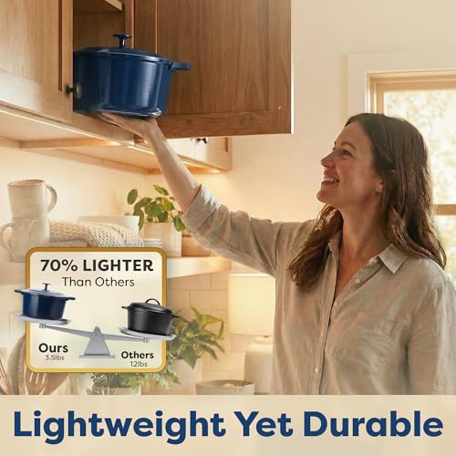 5 Qt Lightweight Dutch Oven Pot with Lid & Holders (Navy / Gray)