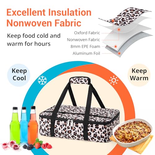 Insulated Casserole Carrier Fits 9"x13" Dish (Leopard)