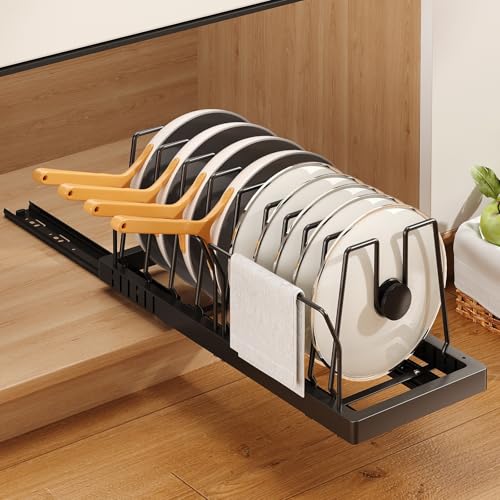 Pots and Pans Organizer Under Cabinet (Black)