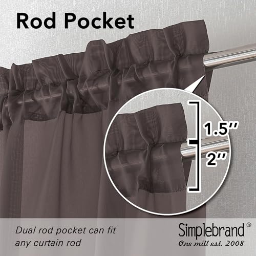 Chocolate Sheer Curtains 96 Inches Long (Chocolate / 42"W x 96"L (Pack of 2))