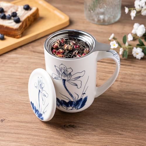 Tea Cup With Infuser and Lid (Lotus)