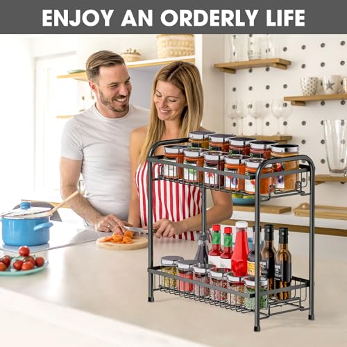 Spice Rack for Countertop (Black-1 Pack)