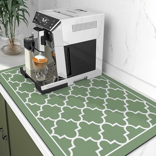 Dish Drying Mat Absorbent Dish Drying Mats for Kitchen Counter 16"x 24" (Stylish Green / 24" x 16")