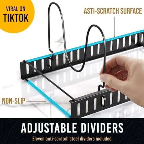 Adjustable Bakeware Pots and Pans Organizer Under Cabinet (11 Divider)