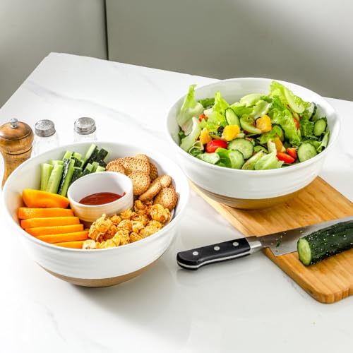Large Ceramic Serving Bowls Set of 2 (White / 84 oz)