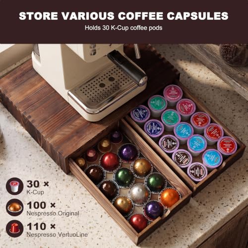 Wooden Coffee Pod Organizer with 2 Drawers (Medium)