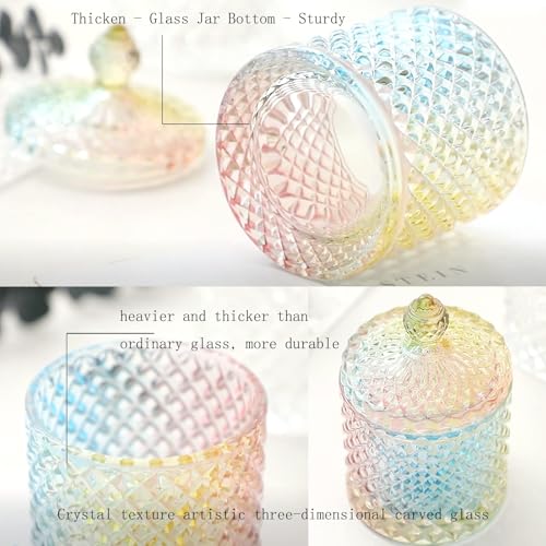 2 Pack Qtip Holder Apothecary Jars with Lid (10 oz (2 pack) / Rainbow)